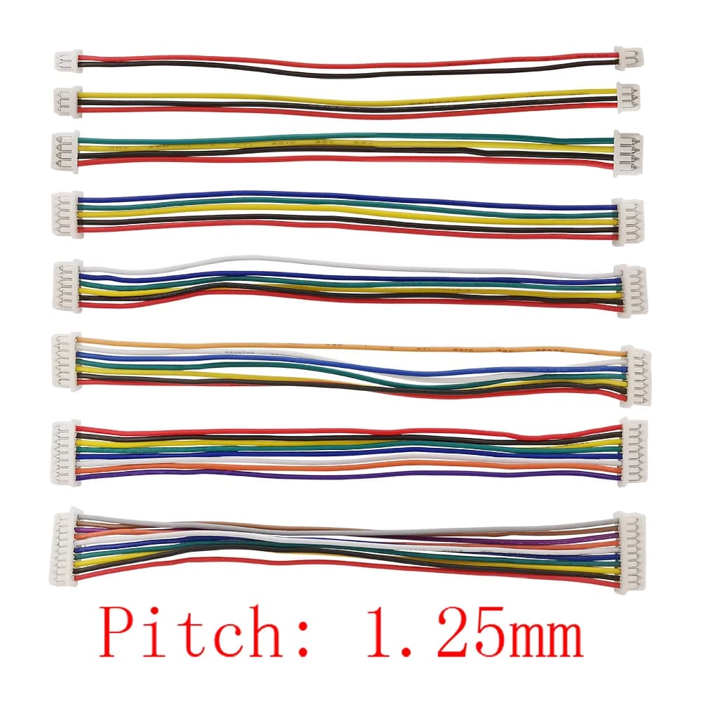 Connecteur de câble électronique JST 1.25 à Double tête, longueur 10CM, 15CM, 20CM, 30CM, 1.25mm 1.25 femelle, 10 pièces