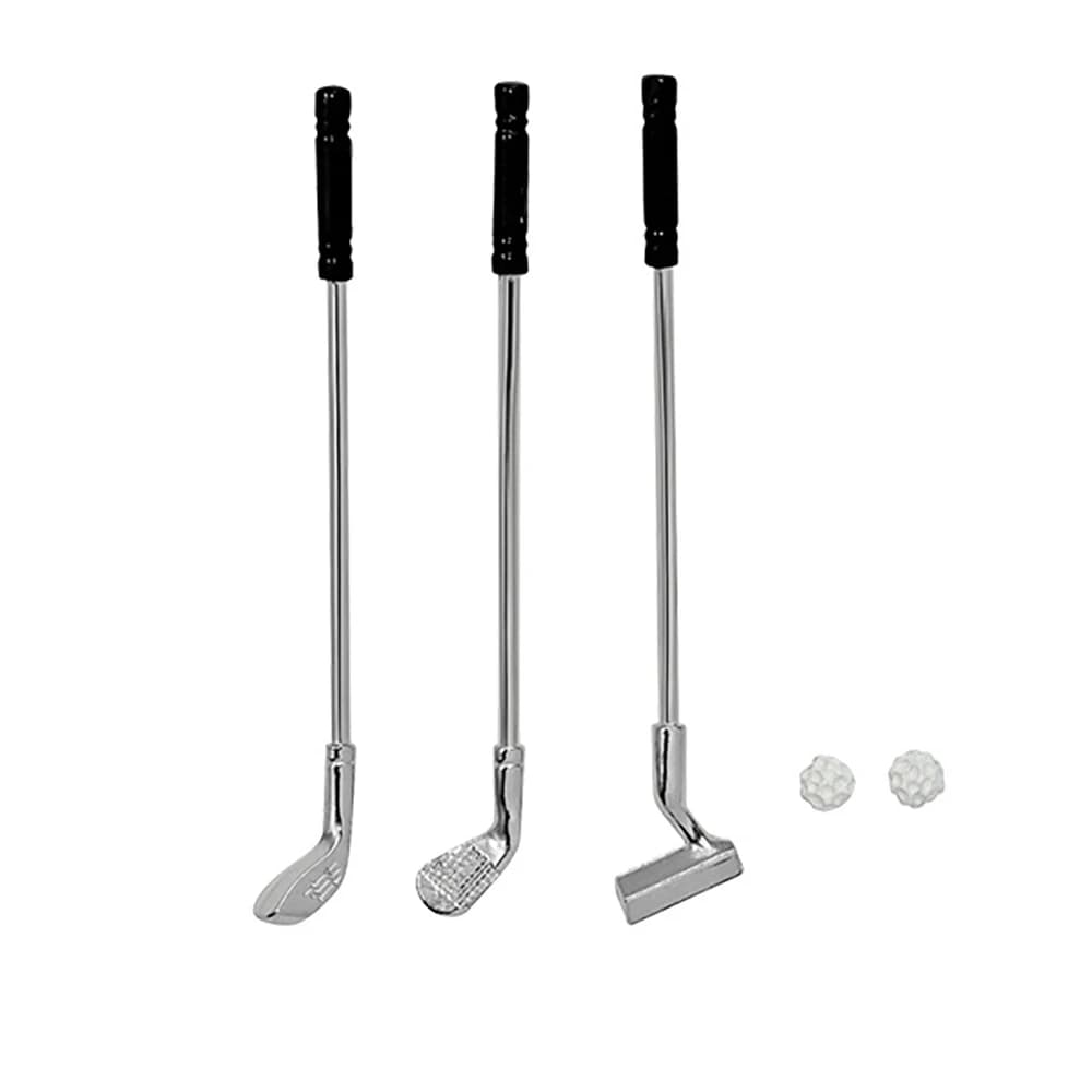 Accessoires miniatures pour maison de poupée 1/12, 3 pièces, Mini Club de Golf en métal avec modèle de balle pour décoration de la maison de poupée ob11