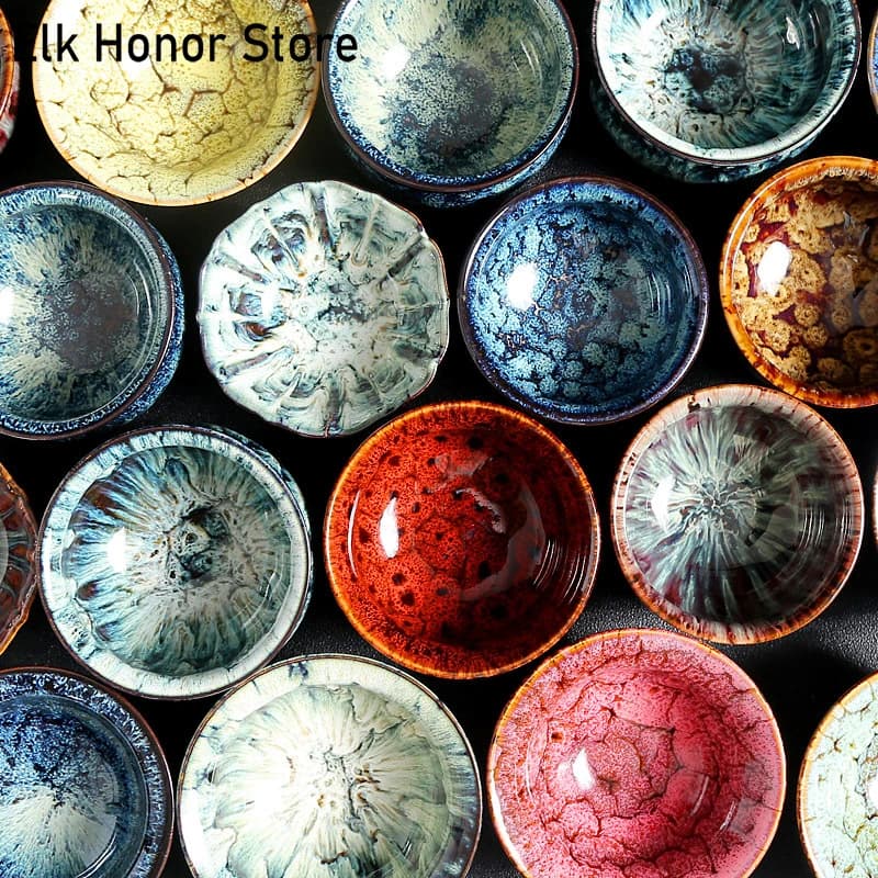 Grande tasse à thé en porcelaine multicolore, four no.be, glaçure Kung Fu Temmoku, céramique, maître japonais, rétro, unique, standard du thé, 1 pièce