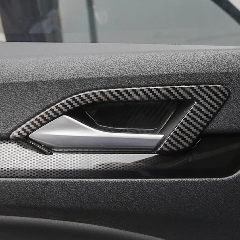 Autocollant de garniture de moulage de couverture de cadre de bol de poignée de porte intérieure de voiture de Style de Fiber de carbone pour VW Golf 8 MK8 accessoires 2020 2021 2022 2023