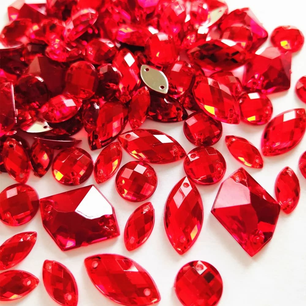 Acrylique 300Ps rouge vêtements Costume conception bricolage perles en vrac strass cristaux rouges pierres bijou pour vêtements dentelle jardin ornement