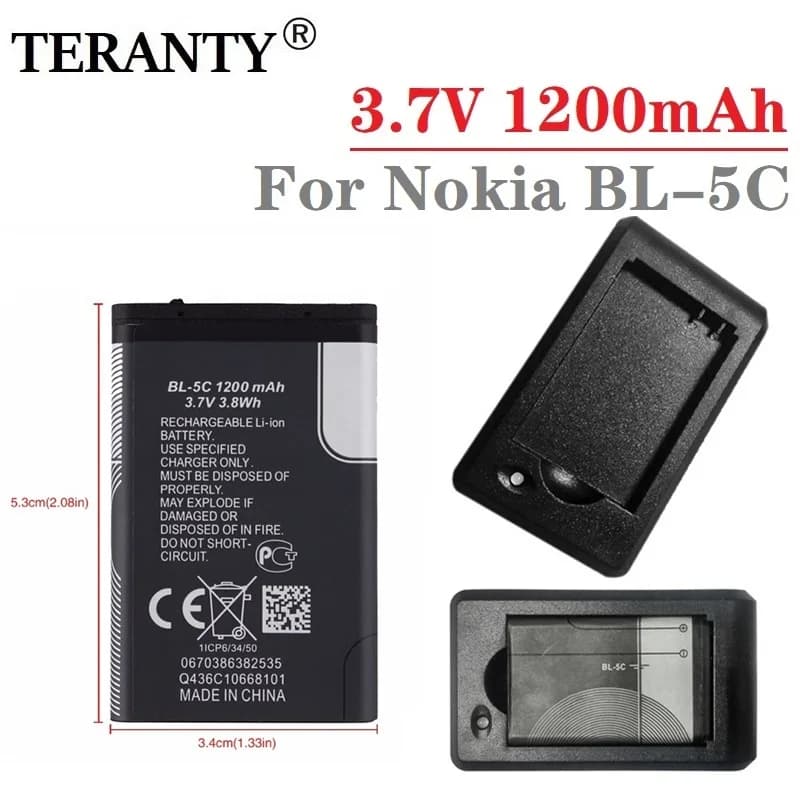 Batterie lithium-ion BL5C BL-5C 3.7V 1200mAh pour Nokia 6267 6270 6330 6555 6600 6620 6630 1100 1101 1110 1112 1208 1600