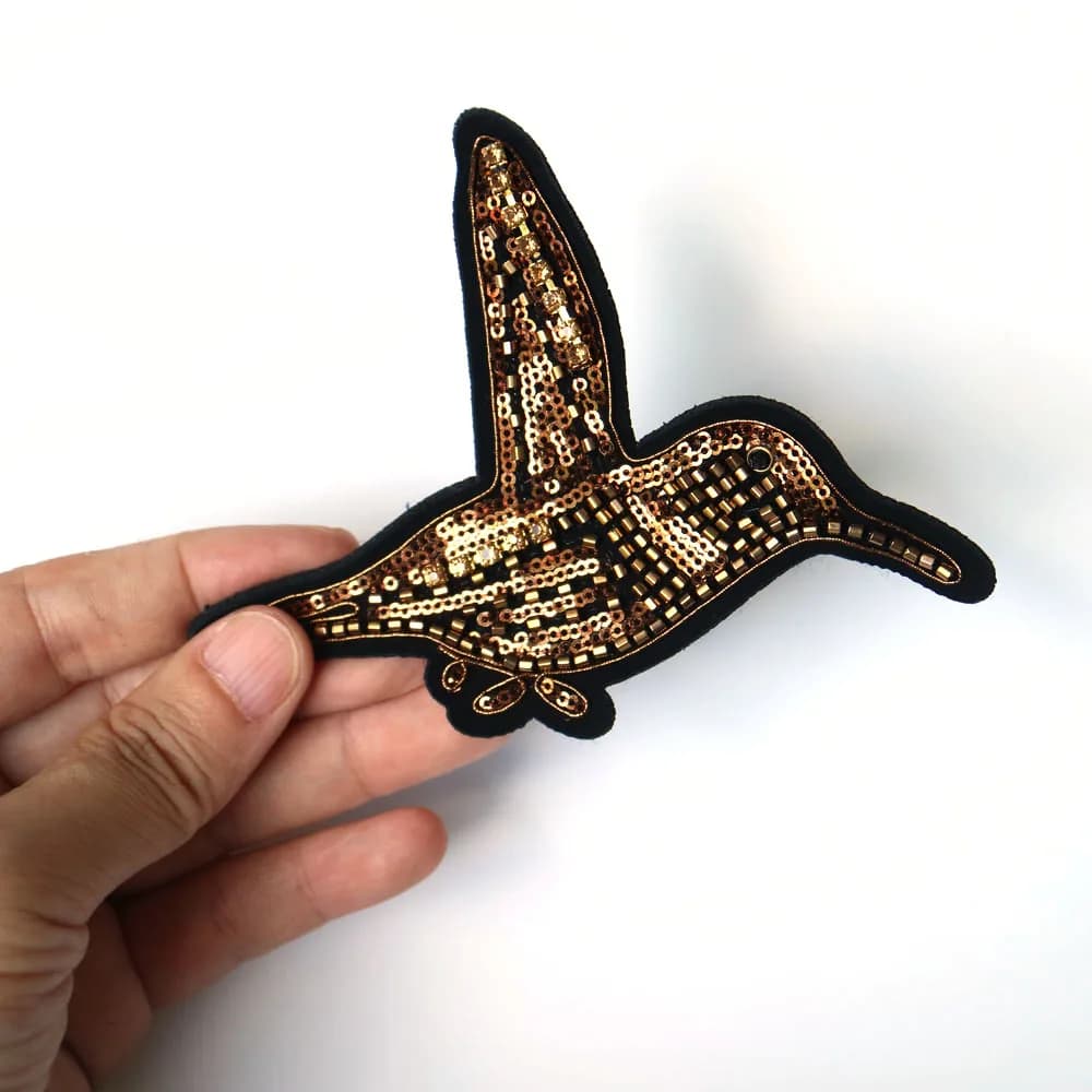 Patchs en perles pour vêtements, motif d'oiseau 3D, à la mode, avec des lettres d'animaux mignons, des strass, des appliques de paillettes, des accessoires pour bricolage