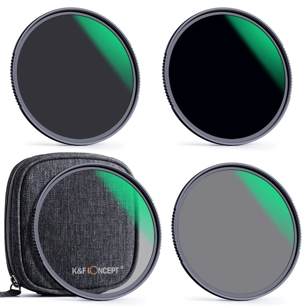 K&F CONCEPT Kits de filtres ND4 ND8 ND64 ND1000 (4 pièces) pour objectif d'appareil photo avec pochette de rangement 49mm 52mm 55mm 58mm 62mm 67mm 72mm 77mm 82mm