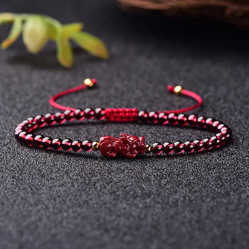 Bracelets de Cinabre Naturel Tissé à la Main, DIY, Porte-Bonheur, Pixiu, Corde Rouge, Grenat, Bouddha, Breloque, Bijou, Livraison Directe