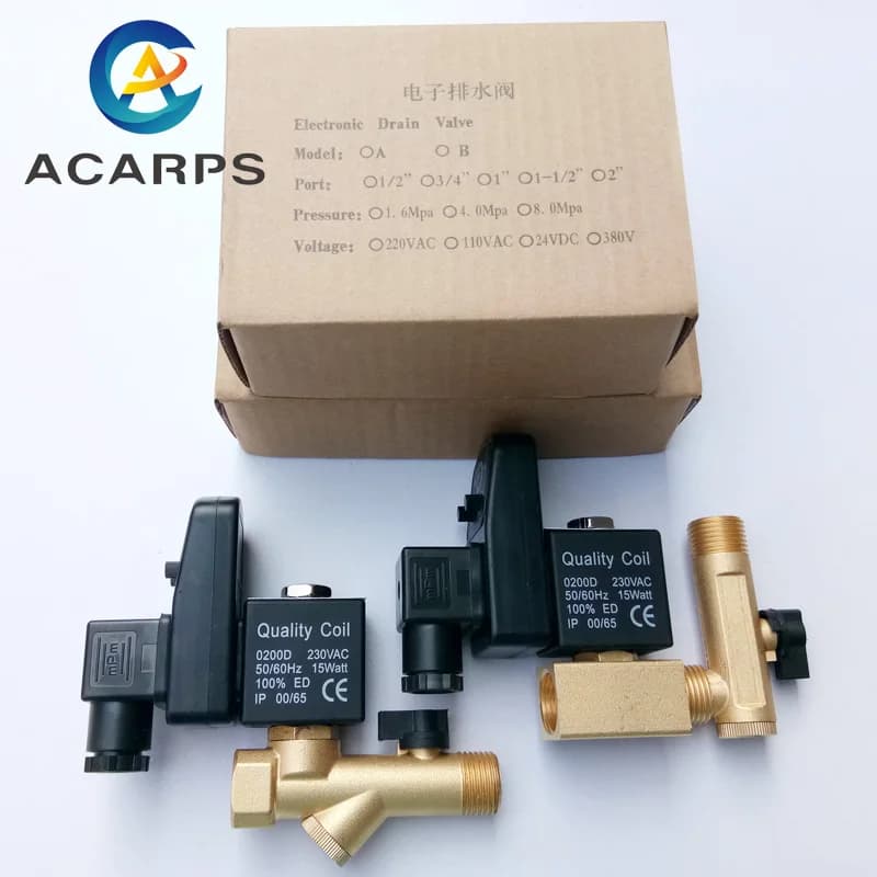Valve de vidange électrique en laiton, 1/2 pouces, avec minuterie pour l'eau, 220V 110V 24V 16bar
