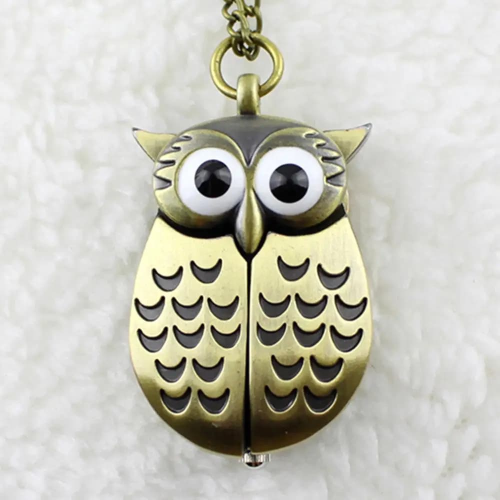 Montre de poche Vintage en Bronze, rétro, toboggan intelligent, mignon, pendentif hibou, longue chaîne, collier, offre spéciale, 50%