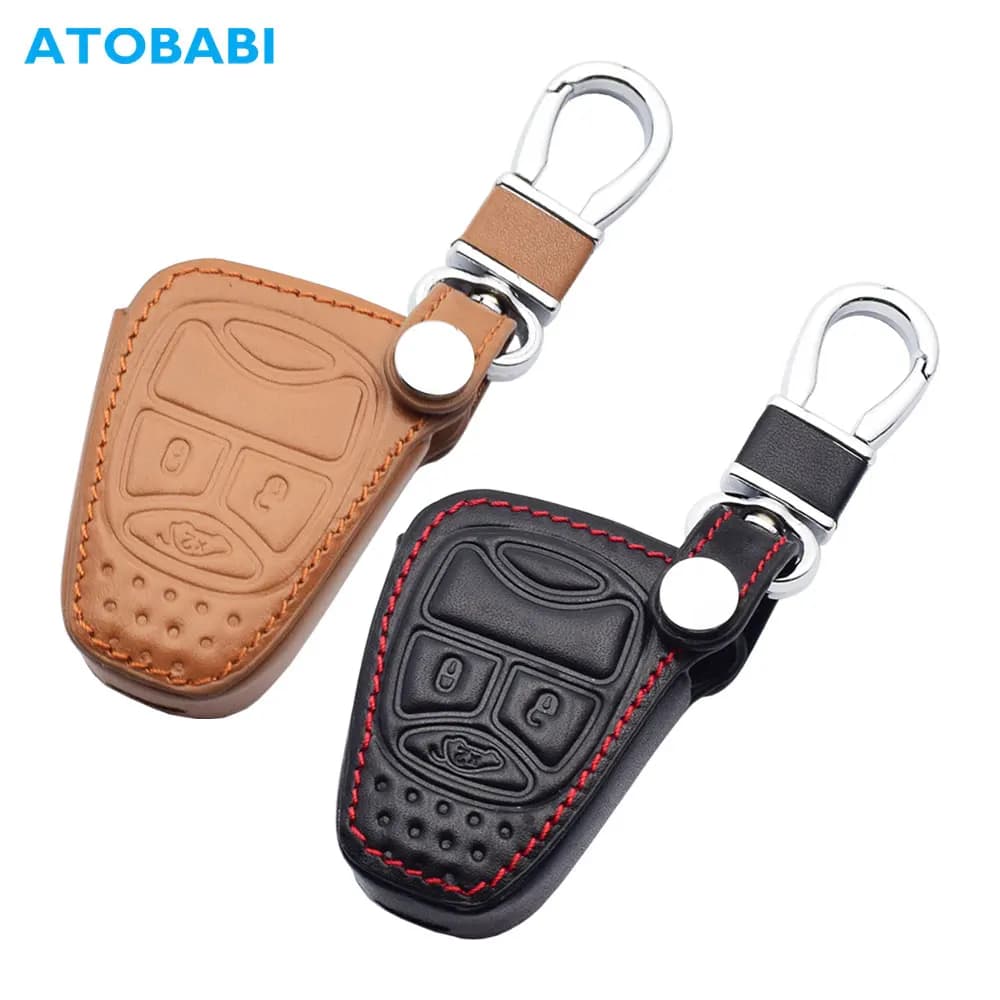 Étuis à clés de voiture en cuir, housse de télécommande pour Jeep Grand Cherokee Commander Liberty Dodge Avenger chargeur Durango Magnum
