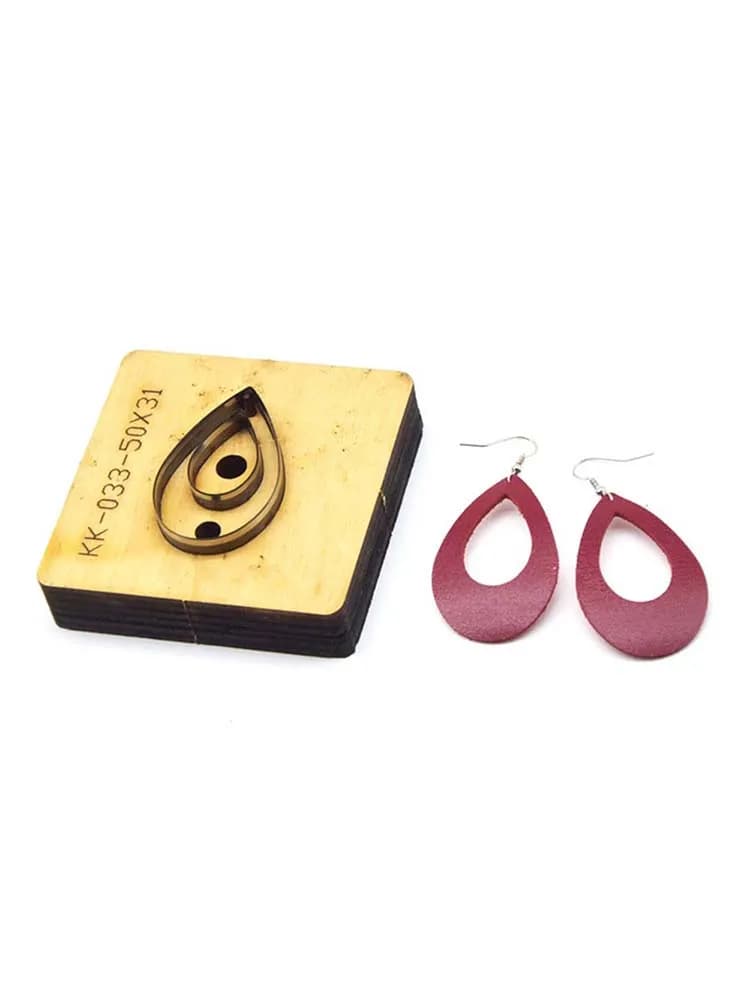 Matrice de découpe de boucle d'oreille en cuir, matrice en bois de bricolage, couteau de modèle de coupe, coupe-moule de poinçonnage pour outil en cuir