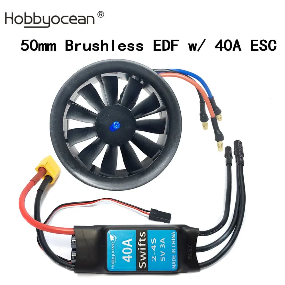 Hobbyocean-Ventilateur de conduit souterrain, avion à jet RC, moteur sans balais, avion souterrain, 4900KV, 4300KV, 11 hélices, 40A, 50A, ESC, 50mm