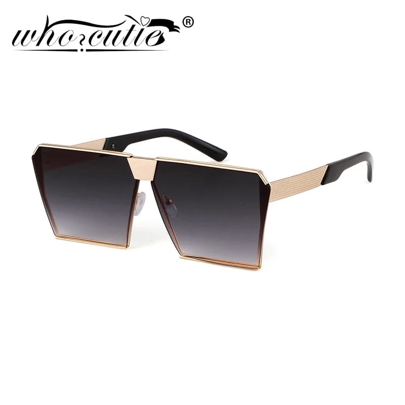 Lunettes de soleil en métal pour homme et femme, verres miroir, style Steampunk, Vintage, surdimensionné, carré, plat, S494
