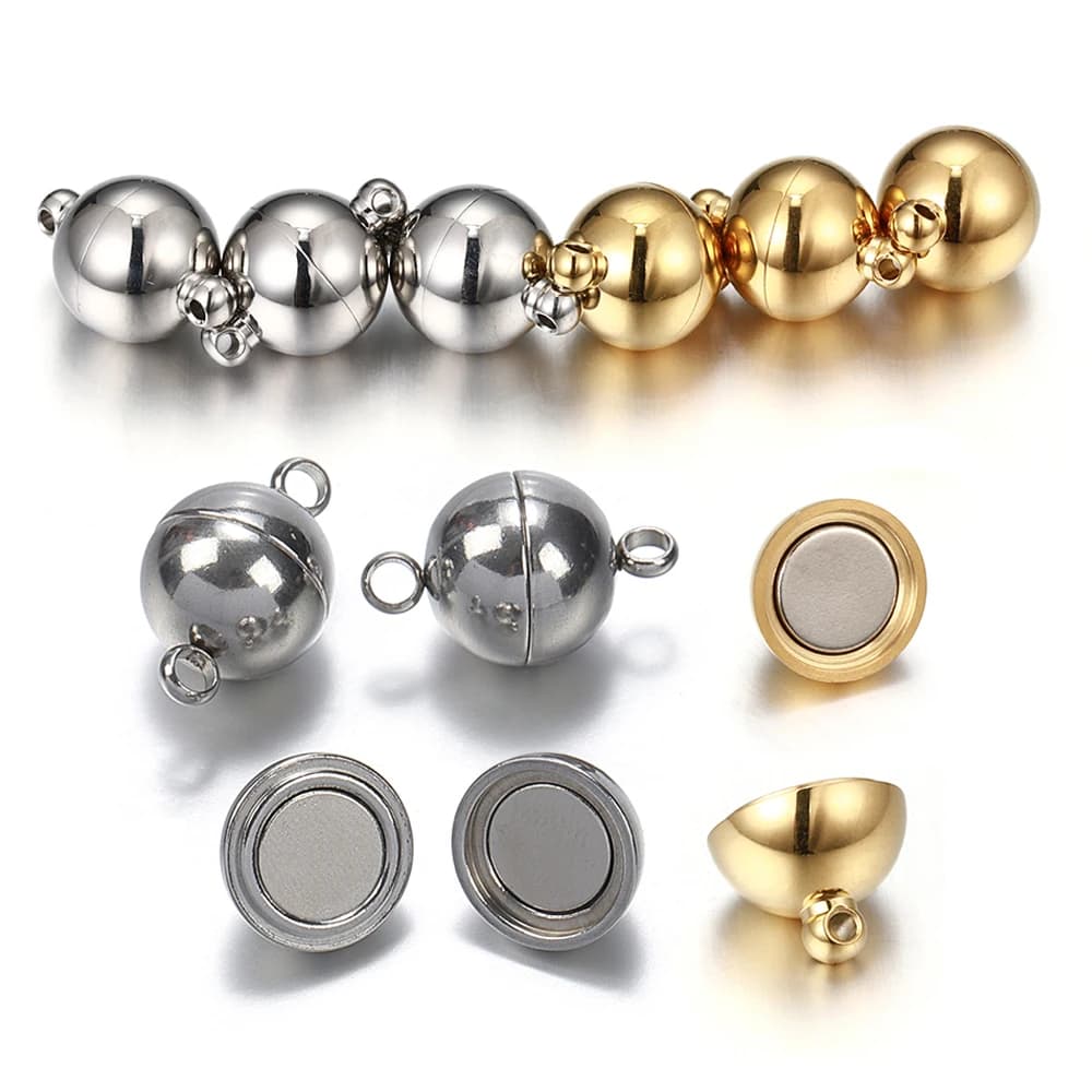 Connecteur de fermoir magnétique en forme de boule en acier inoxydable, convertisseur pour Bracelet et collier, composants de fabrication de bijoux, bricolage, 5 pièces