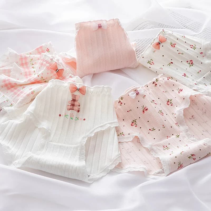 Sous-vêtements en coton pour femmes, culotte Sexy en dentelle, slip avec nœud en fil, taille moyenne, sans couture, confortable, Lingerie féminine