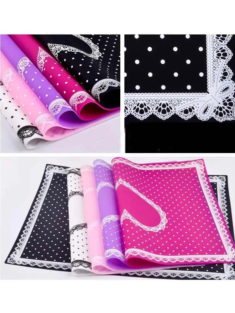 Coussin en Silicone Lavable et Pliable pour la Pratique de Manucure, Table en Dentelle, Polymères, Nail Art, 5 Documents, 30x40 cm