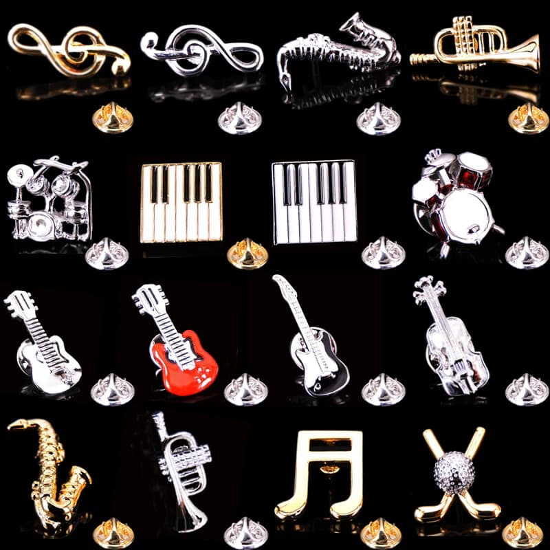 Broche musicale de haute qualité, nouveau tambour de Saxophone, broche de violon pour hommes et femmes, chemise de mariage, costume, jeans, BADGE de revers, broche cadeau