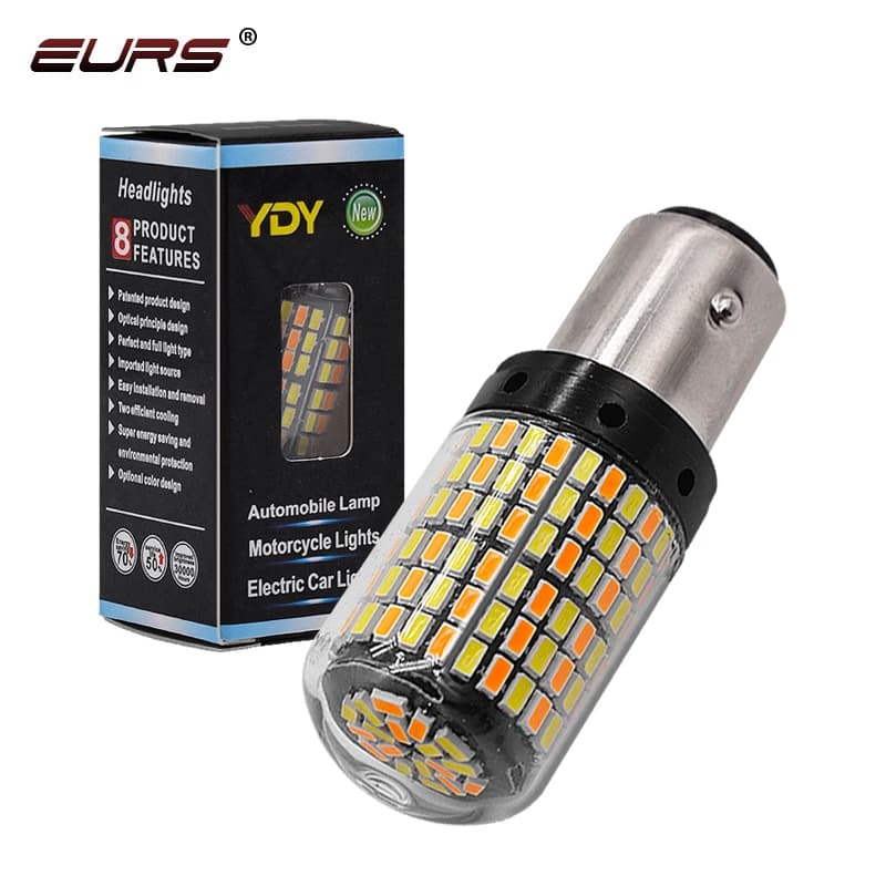 Ampoule Canbus 1157 Led Bay15d P21/5w T20 Led 7443 T25 3157 168smd pour feu stop, clignotant, ambre blanc, double couleur 12V, 2 pièces