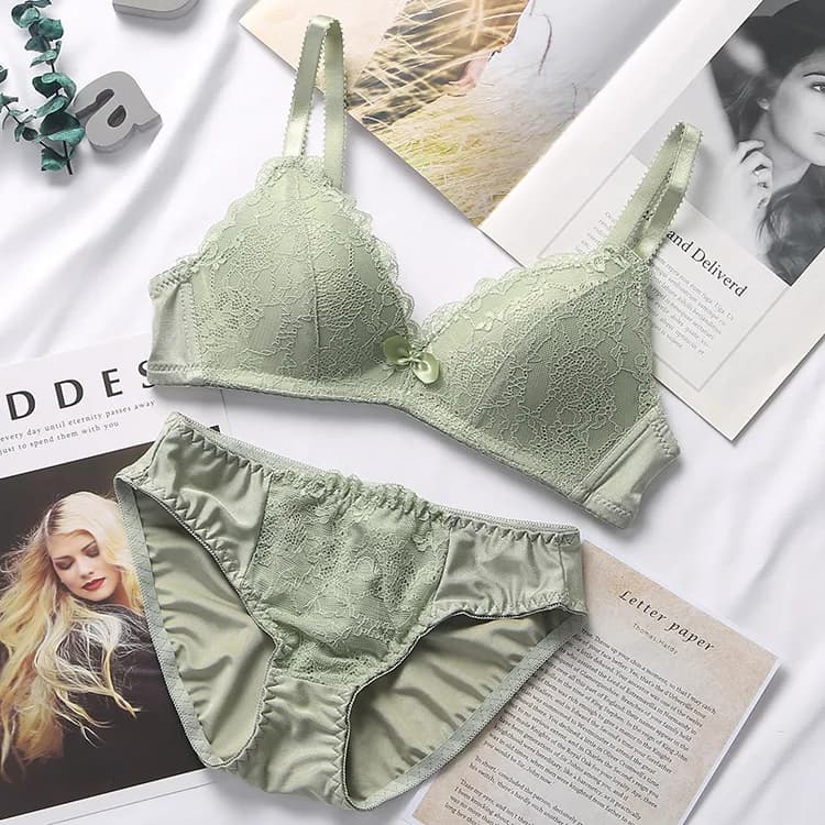 Ensemble de lingerie push-up sexy en dentelle, col en V profond, couleur unie, style vintage, best-seller, modèles phares