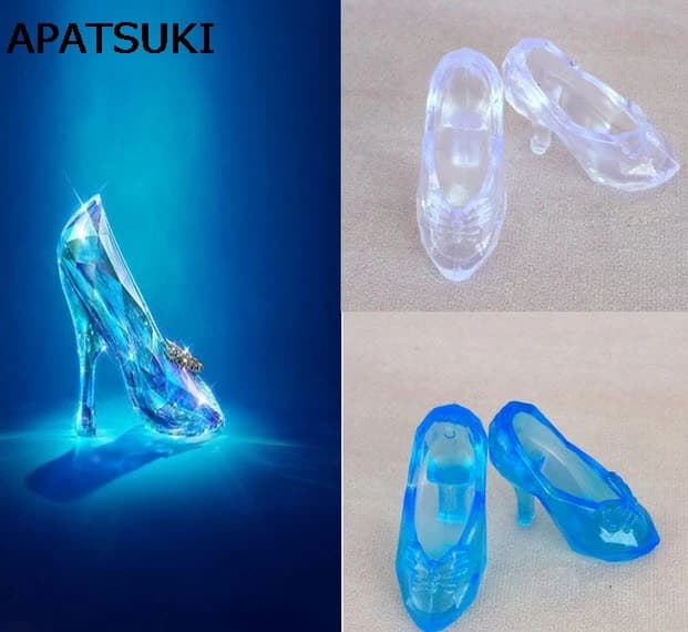 Chaussures Imitation de conte de fées en cristal pour poupée Barbie, accessoires de poupée cendrillon, sandales à talons hauts, jouet, 10 paires/lot