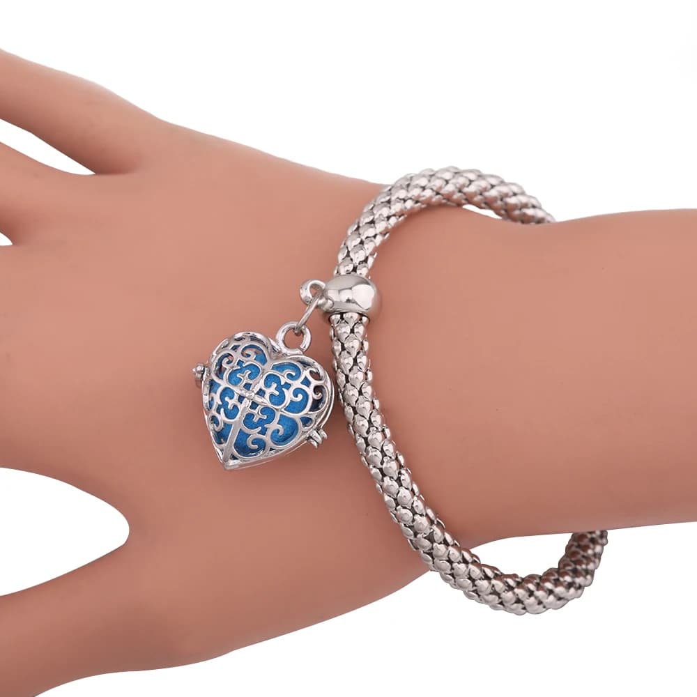 Bracelet d'aromathérapie extensible en forme de cœur, diffuseur d'huile essentielle, médaillon de parfum, Bracelet pop-corn pour femmes, cadeaux de fête, bijoux, nouvelle collection