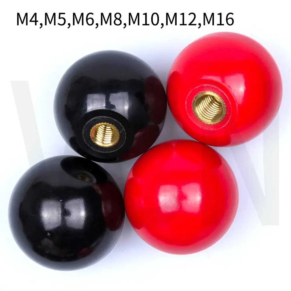 M4-M16 noir rouge boule ronde poignée boutons boule bakélite levier poignée poignées de meubles ou Machine-outil remplacement
