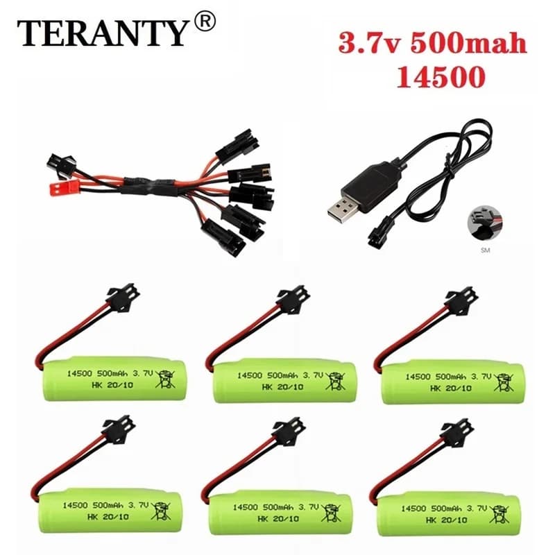 Batterie Lipo 1S 3.7V 500mAh 14500 et chargeur pour voiture télécommandée RC de cascade double face DE35 DE38