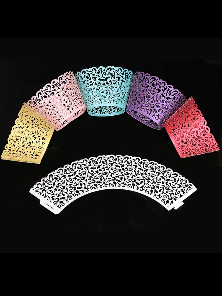 Moules à gâteau Chi en dentelle découpées au laser, décoration de fête de mariage, bricolage, emballage de gâteau Chi, décoration de gâteau faite à la main, baby shower, 50 pièces