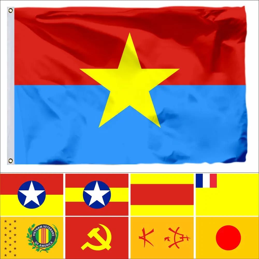Drapeau du Parti de la Révolution du Vietnam – Choix de tailles : 21x14 cm / 2x3 pi / 3x5 pi / 45x30 cm / 30x20 cm – Bannière 50e anniversaire de la guerre du Vietnam