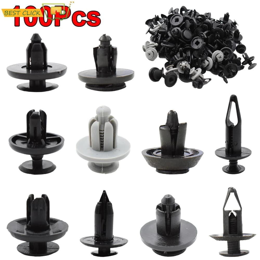 Clips de voiture en plastique mixte pour Audi Honda Mazda, attaches automatiques, clip de pare-chocs de véhicule, retenue de rivet, panneau de porte, doublure de garde-boue, 100 pièces