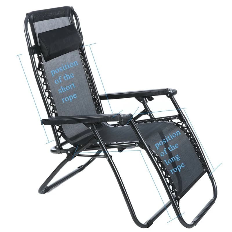 Chaise longue inclinable élastique, chaise d'extérieur, cordes, meubles de jardin, stable, zéro gravité, 4 pièces