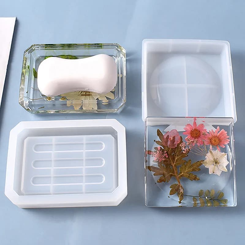 Porte-savon en boîte de vidange pratique en silicone pour la décoration, moule de rangement en résine époxy fait à la main, fabrication