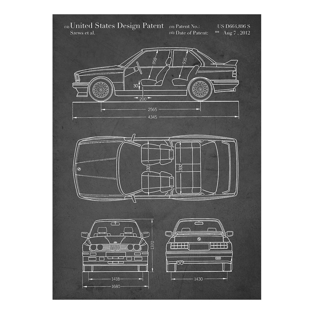 Opereau d'art de voiture E30 M3, art mural automatique, affiche de transport, décoration de chambre, impression, plan, idée cadeau, décorations murales