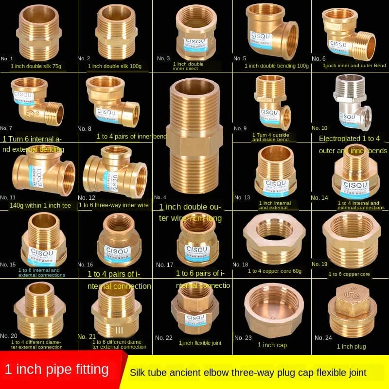 Joint en cuivre de 1 à 3/4 pouces, coude intérieur à 1/2 pouces, dents extérieures, tube direct, double tube de fil extérieur, prairie