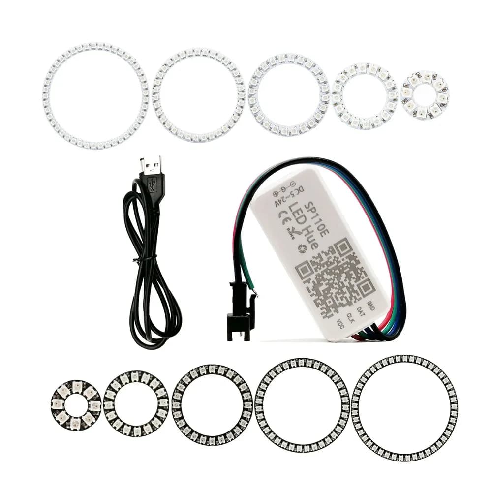 WS2812B Led 8/16/24/35/45Led Pixel SP110E Kit de contrôleur Gyverlamp RGB anneau adressable individuel WS2812 IC BuiIt-in lumières