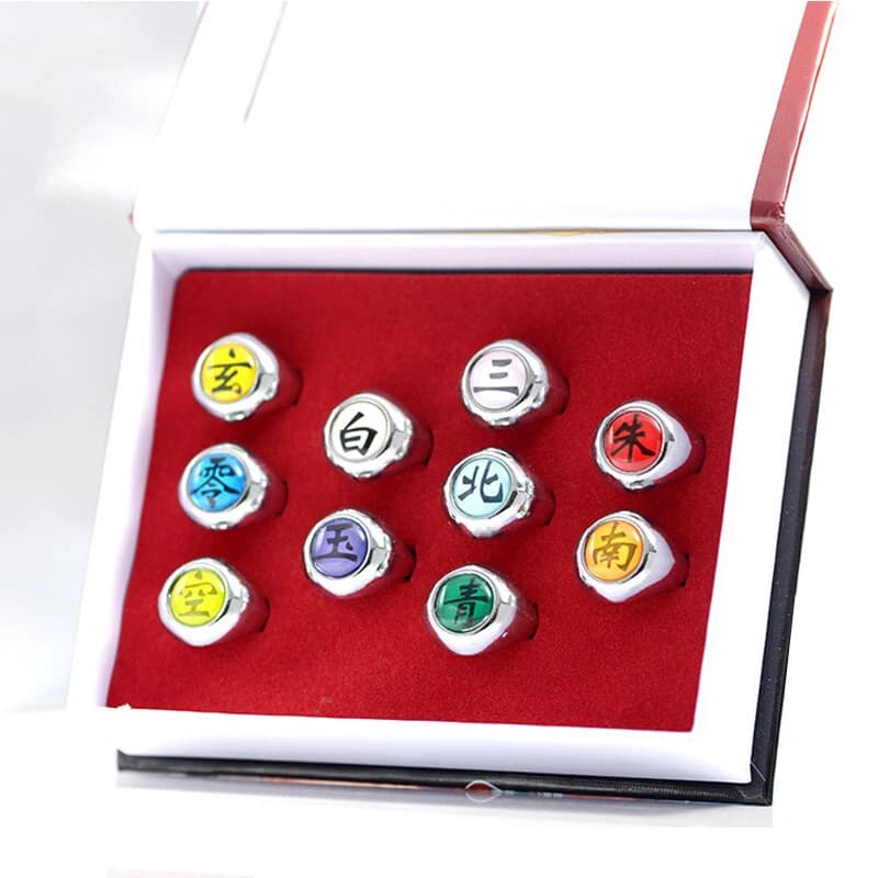 Ensemble de matiques en métal NarAASharingan, bijoux de dessin animé, cosplay, costume, table de mode Ninja, membre Akatsuki, accessoires, 10 pièces, ensemble