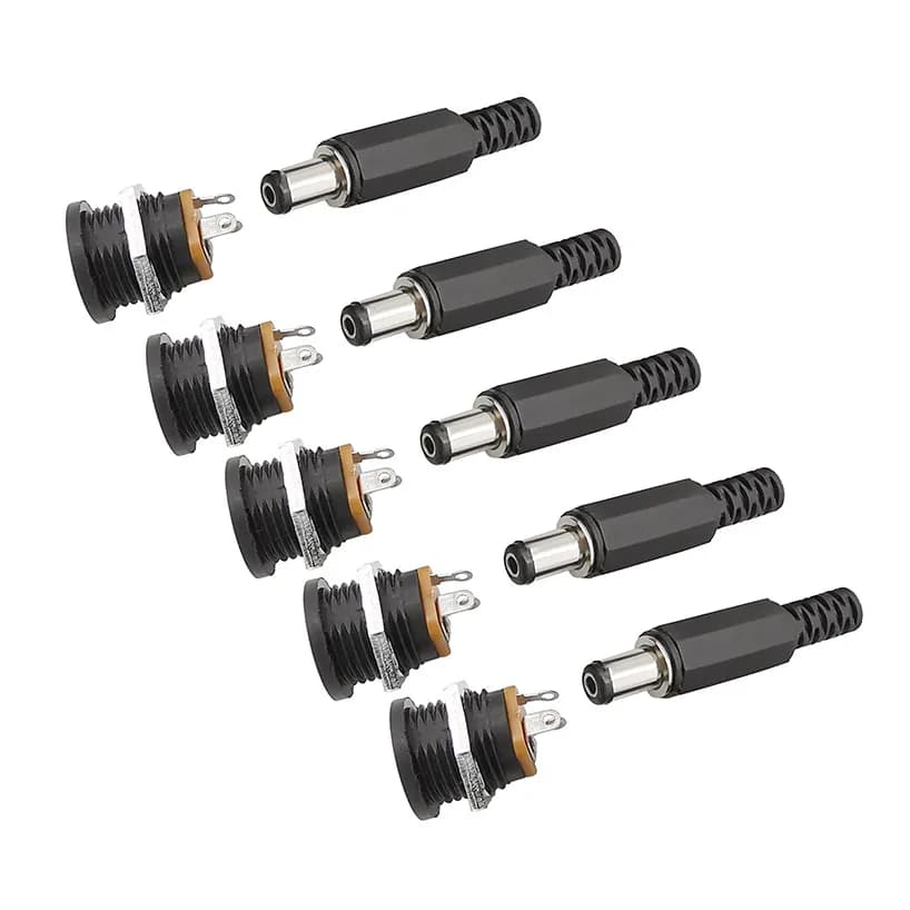 10 pièces (5 paires) 5.5*2.1MM en plastique DC alimentation mâle prise femelle Jack vis écrou panneau montage connecteur 12V 3A 5.5x2.1MM DC022