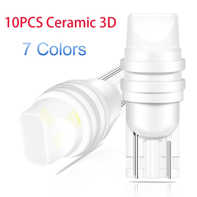 10x T10 Led W5W Led céramique 3D Canbus ampoule voiture intérieur lumière WY5W 194 168 lecture dôme lumière Instrument plaque tourner lampe latérale
