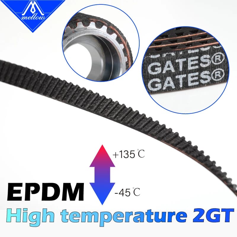 Courroie synchrone à engrenages EPDM GATES-LL-2GT haute température, GT2, largeur 6MM 9MM 10MM, courroie de distribution pour boîte d'imprimante 3D Voron BLV