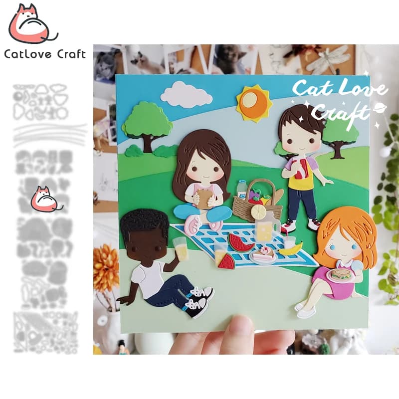 CatLove pique-nique Camping série matrices de découpe en métal Scrapbooking pochoir découpes fabrication de cartes bricolage artisanat gaufrage nouveaux matrices pour 2021