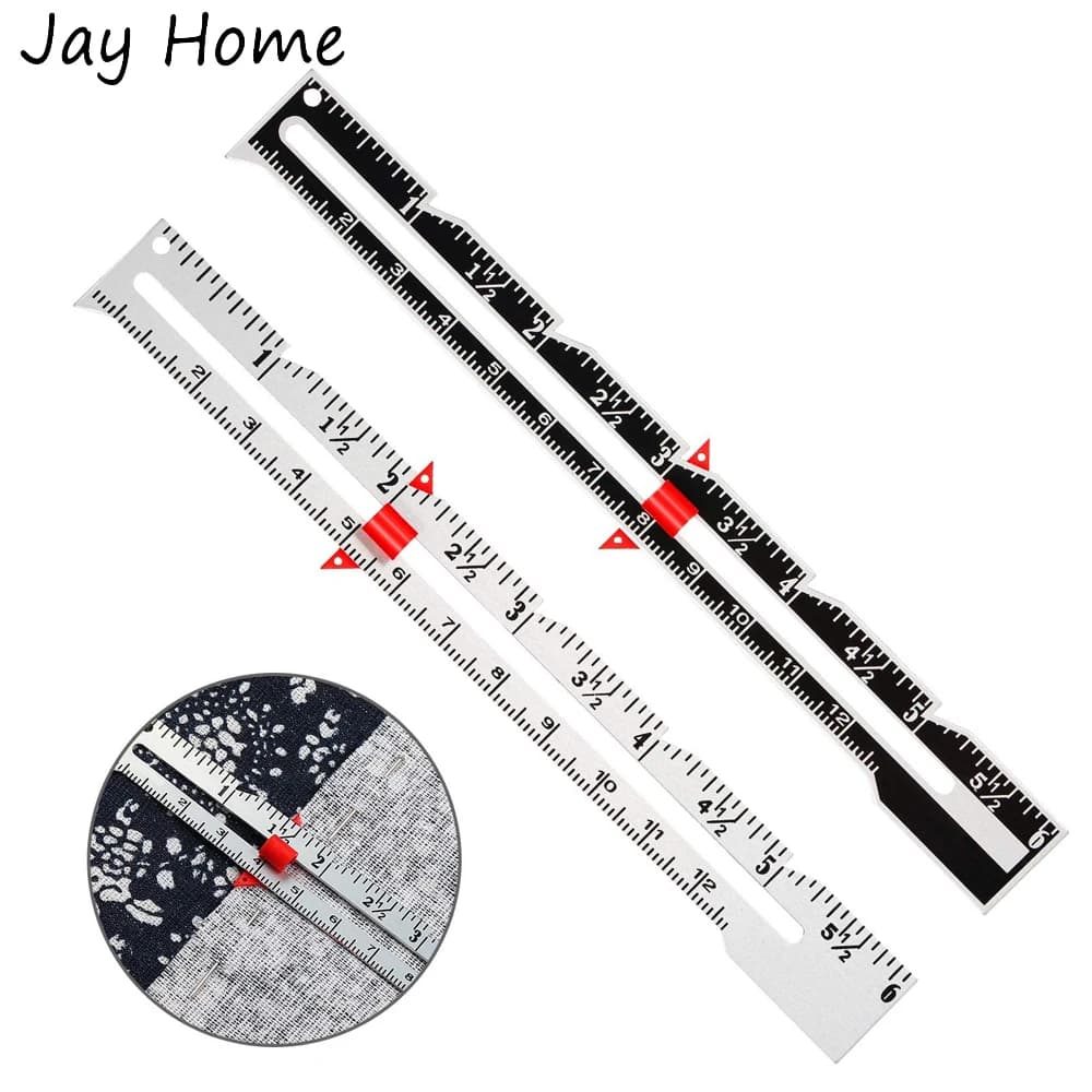 Jauge coulissante, outil de mesure de couture, règle de Quilting en aluminium pour le tricot, l'artisanat, la couture, mesure des ourlets pour débutant, 2/1 pièce