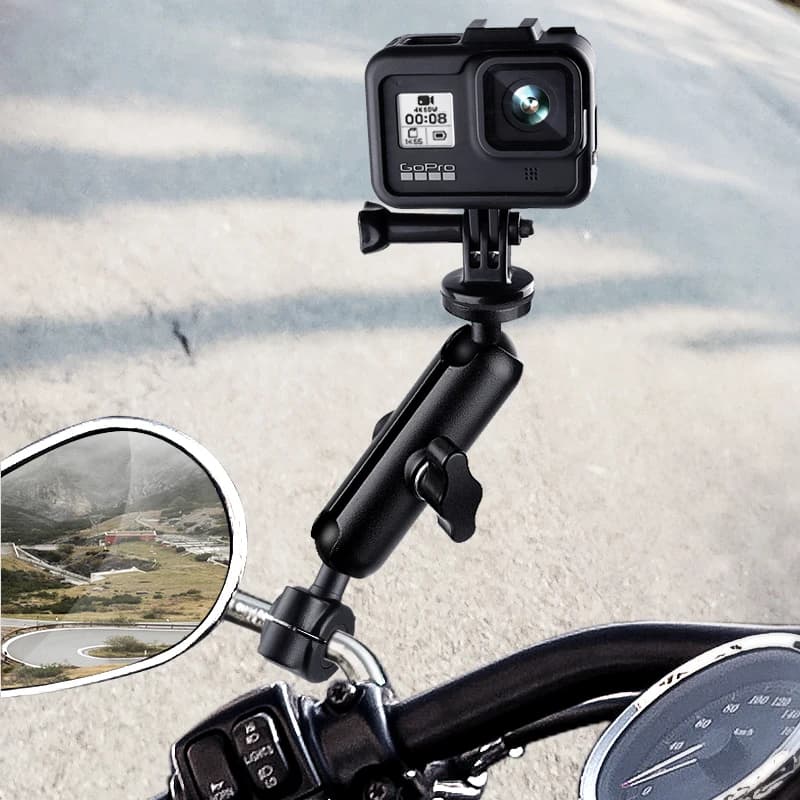 Support de caméra de vélo en métal pour moto, support de miroir de guidon pour GoPro Hero 9 8 10, accessoires de caméra d'action de téléphone