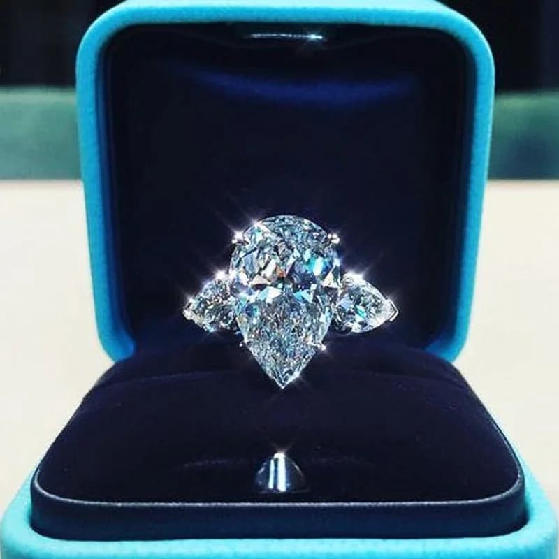 Huitan – bagues de luxe en cristal goutte d'eau CZ, bague de fiançailles pour femme, cadeau de mariage, d'anniversaire, de fête, bijoux à la mode