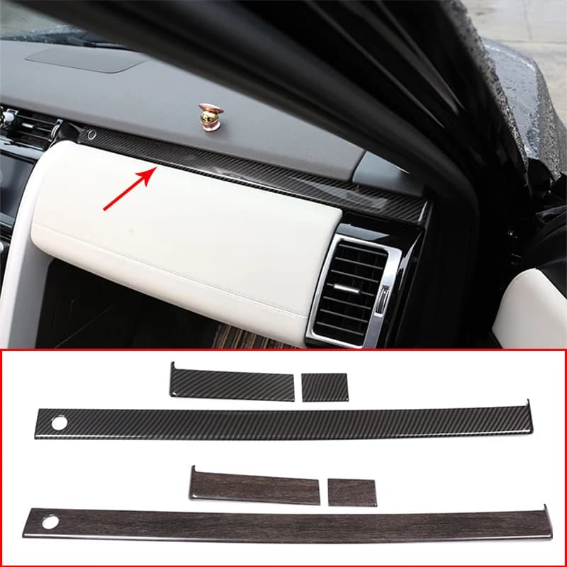Bandes de garniture de tableau Prada pour console centrale de voiture, autocollants décoratifs, accessoires de style, fibre de carbone, Land Rover Discovery 5 2017-2021