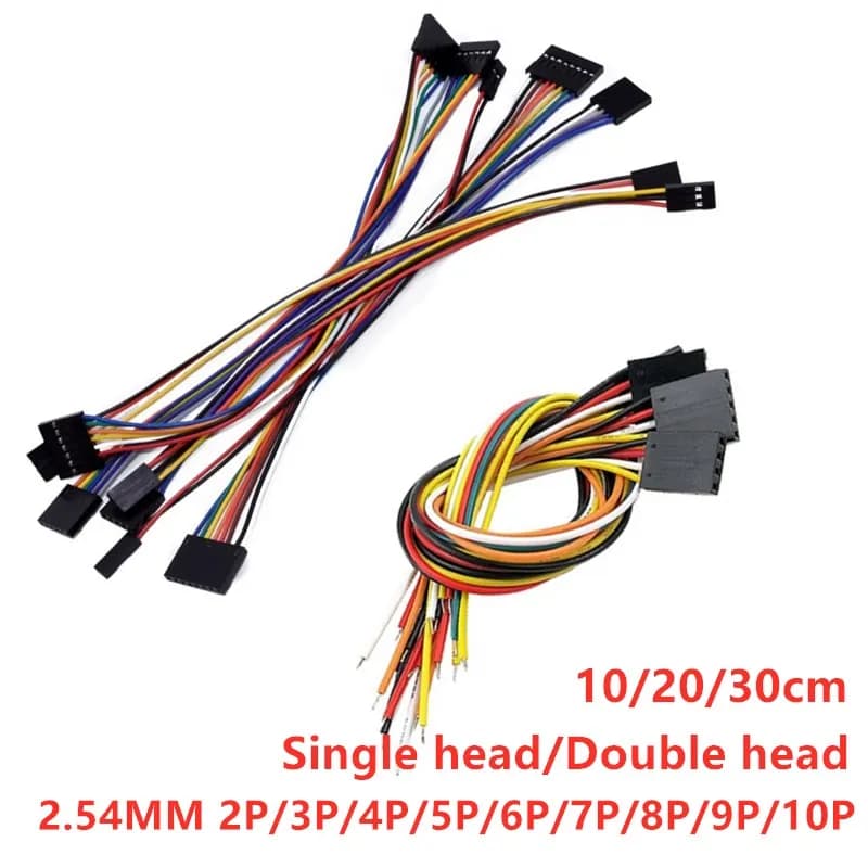Connecteur Dupont femelle avec fil, câble de raccordement à tête simple ou double, 2.54mm, 2 P, 3 P, 4 P, 5 P, 6 P, 7 P, 8 P, 9 P, 10P, 10cm, 20cm, 30cm, 10 pièces pour PCB