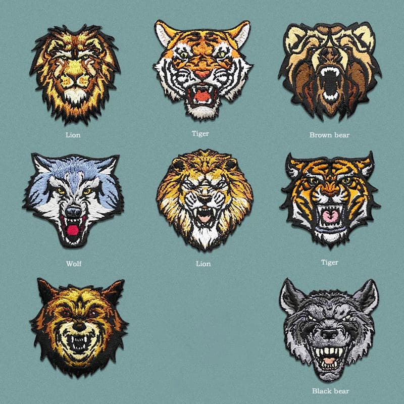 Autocollants en tissu Teccloth pour bricolage, accessoires de t-shirt, ours féroce, animal, tigre, lion, loup, tête d'aviation, haute qualité, mode
