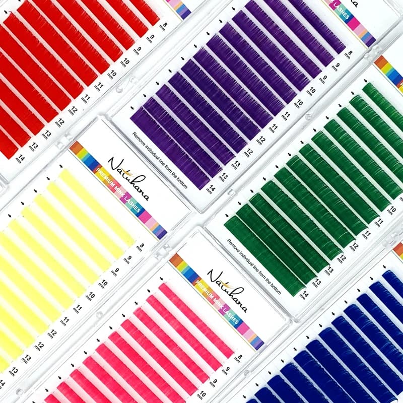Extensions de cils individuels colorés NATUHANA, faux cils en vison pour maquillage coloré, fournitures d'extensions de cils Maquiagem