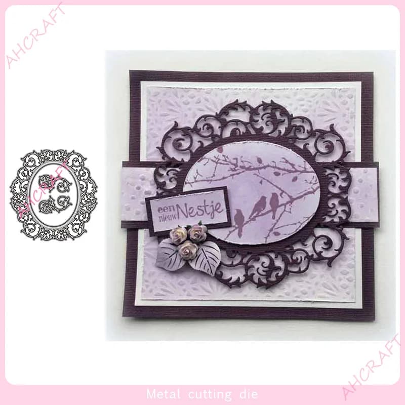 Matrices de découpe en métal, cadre ovale en dentelle, pour bricolage, Scrapbooking, Album Photo décoratif, gaufrage de cartes en carton, artisanat Die2021