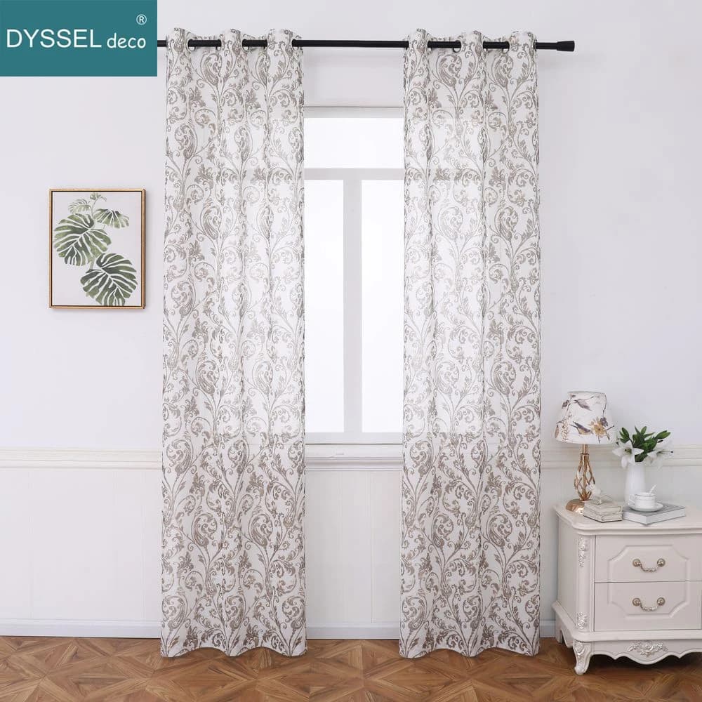 Dyssel moderne imprimé fleuri naturel Style européen Voile Tulle transparent œillet tige poche fenêtre rideau pour salon chambre
