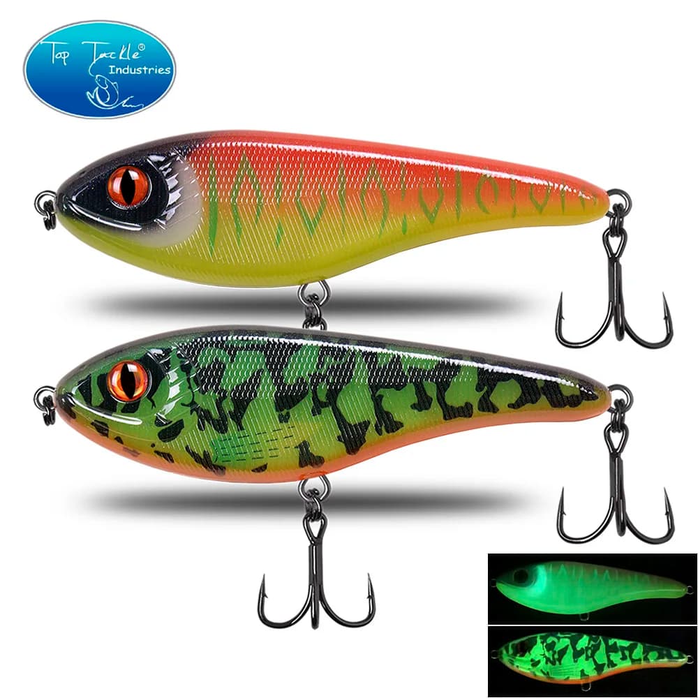 CF – leurre de pêche lumineux à coulage lent, Jerkbait 68mm/78mm/90mm/105mm, brochet musclé, curseur de bar