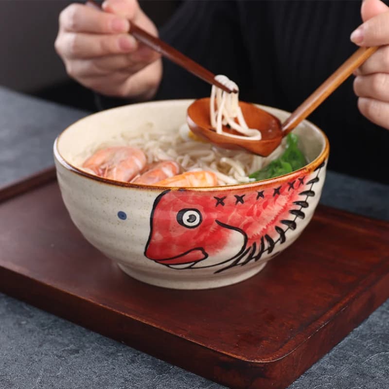 Filles à soupe Ramen domestique en céramique peint à la main, sous-gilet japonais, grande taille, ustensiles de cuisine, restaurant commercial, 7 po, 1 pièce