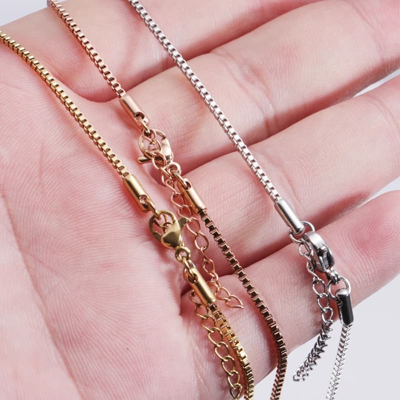 Fnixtar-Colliers de la présidence en acier inoxydable poli miroir pour hommes et femmes, bijoux de mode, boîte qui ne se décolore jamais, 45 + 4cm, 10 pièces